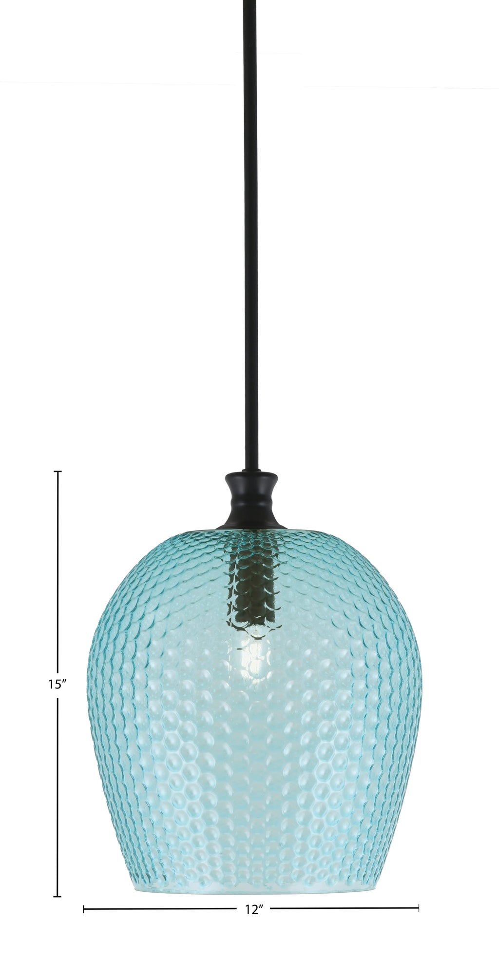 Zola One Light Pendant in Matte Black with 12" Turquoise Textured Shade