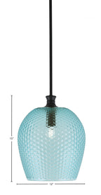 Zola One Light Pendant in Matte Black with 12" Turquoise Textured Shade