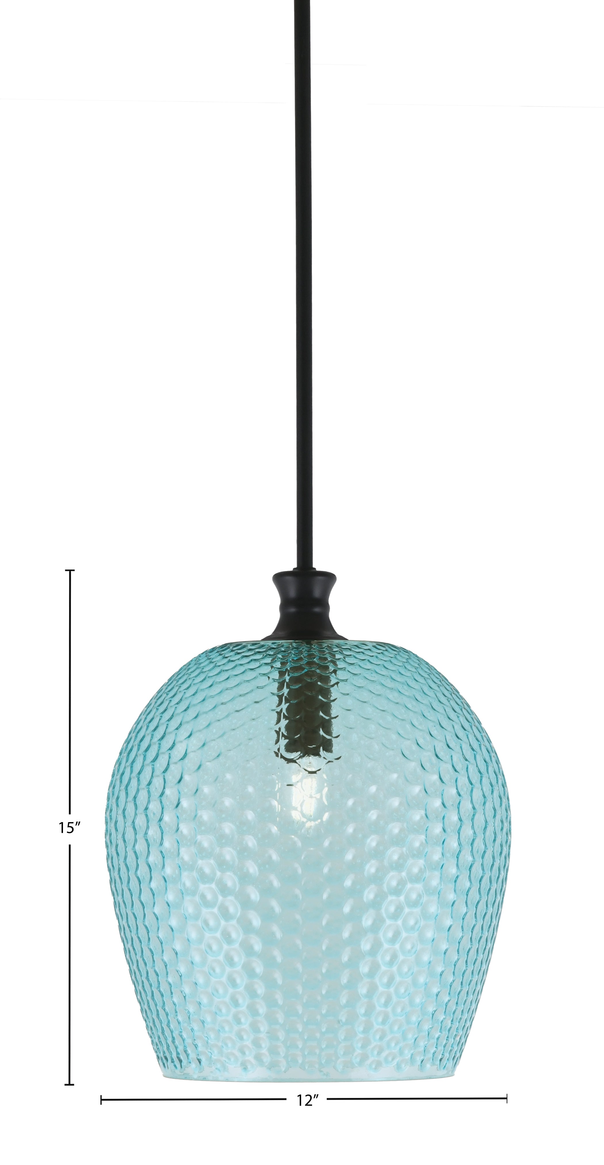 Zola One Light Pendant in Matte Black with 12" Turquoise Textured Shade