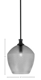Zola One Light Pendant in Matte Black with 12" Smoke Textured Shade