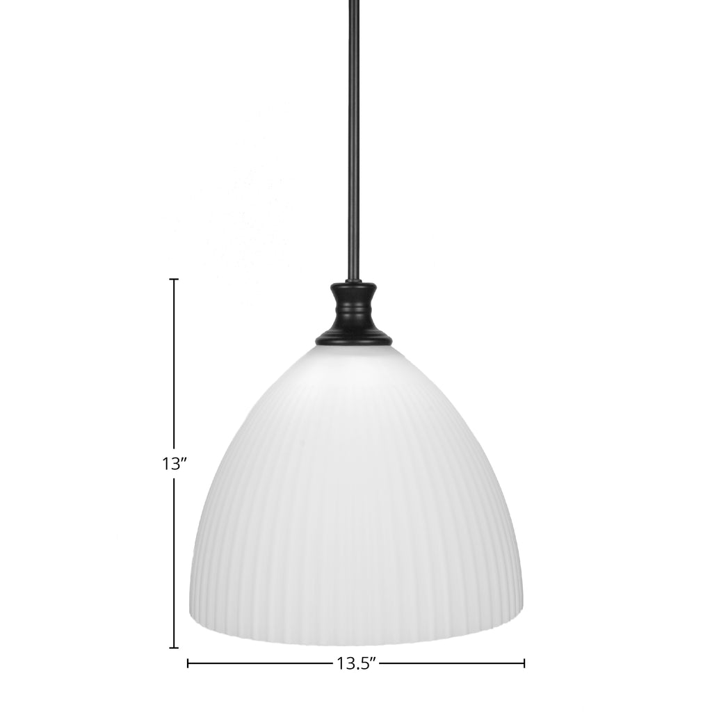 Carina One Light Pendant in Matte Black with 14" Opal Frosted Shade