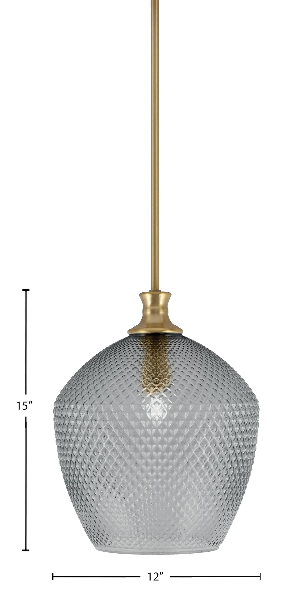 Zola One Light Pendant in New Age Brass with 12" Smoke Textured Shade
