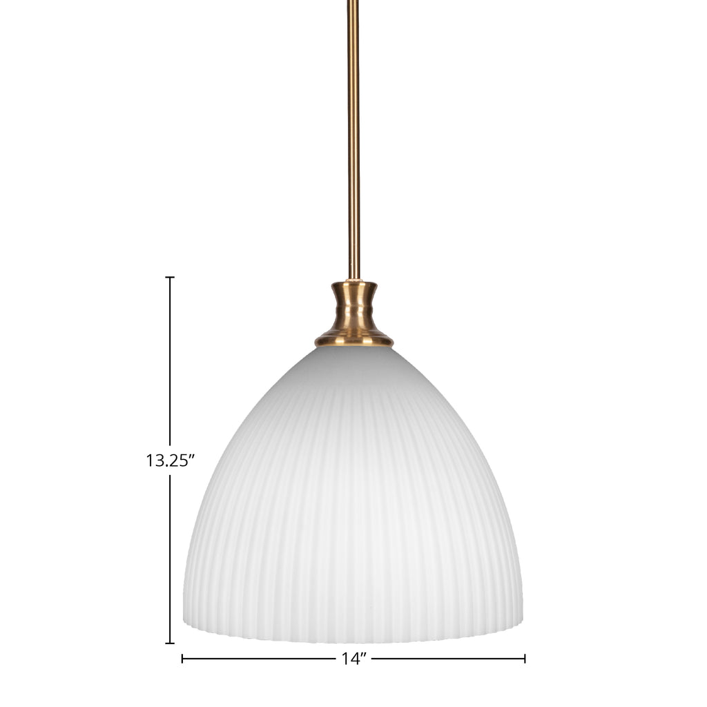 Carina One Light Pendant in New Age Brass with 14" Opal Frosted Shade