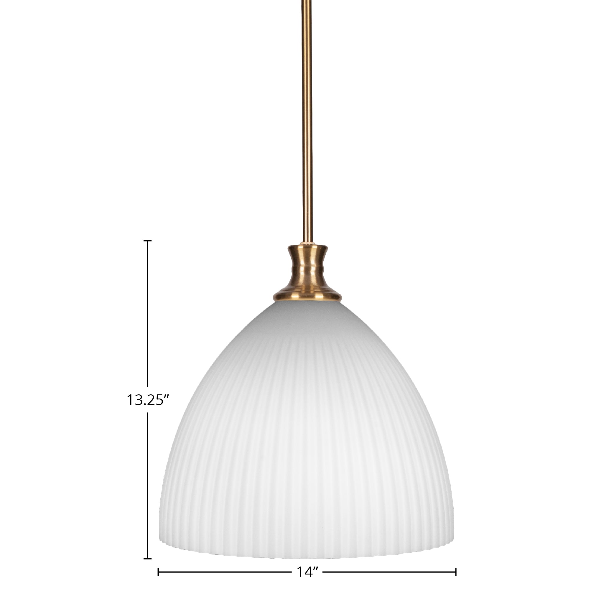Carina One Light Pendant in New Age Brass with 14" Opal Frosted Shade