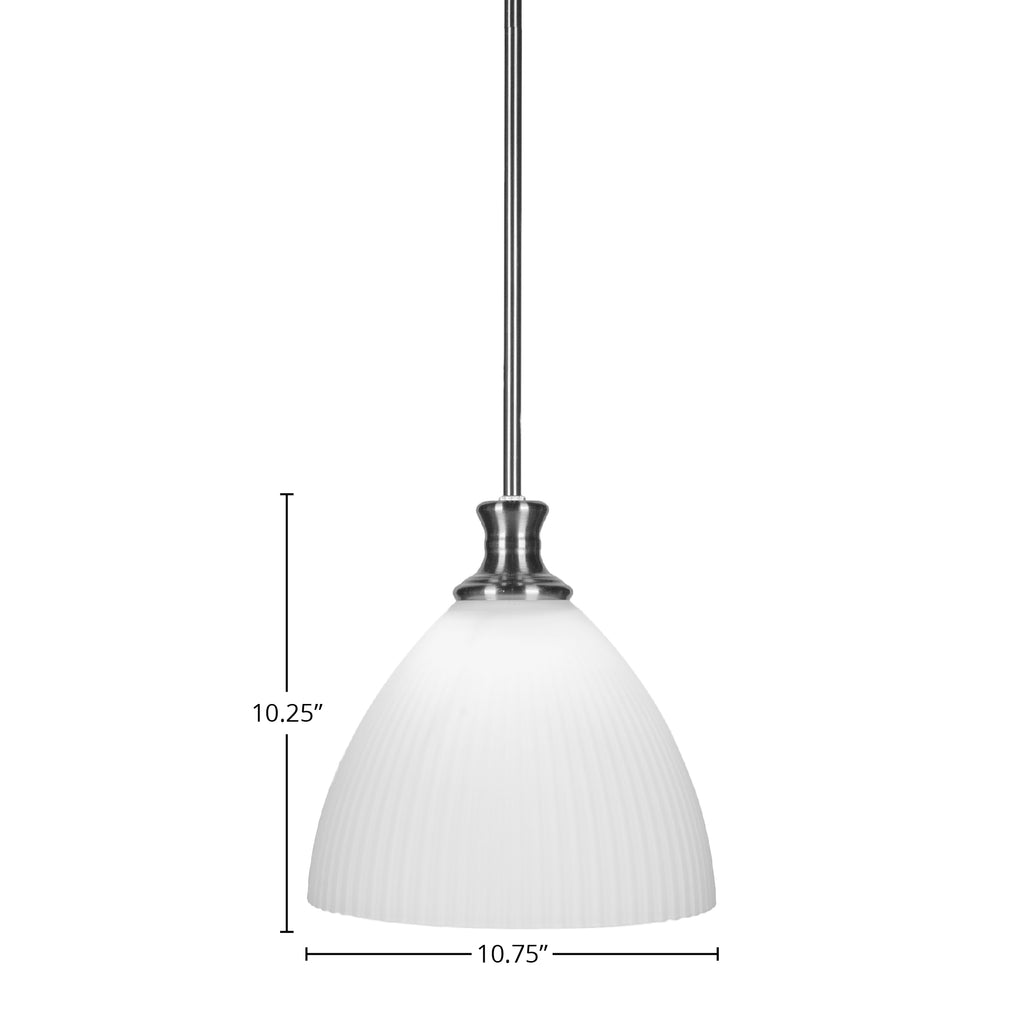 Carina One Light Pendant in Brushed Nickel with 10.75" Opal Frosted Shade