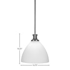 Carina One Light Pendant in Brushed Nickel with 10.75" Opal Frosted Shade