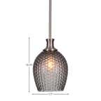 Zola One Light Pendant in Brushed Nickel with 7.5" Smoke Textured Shade