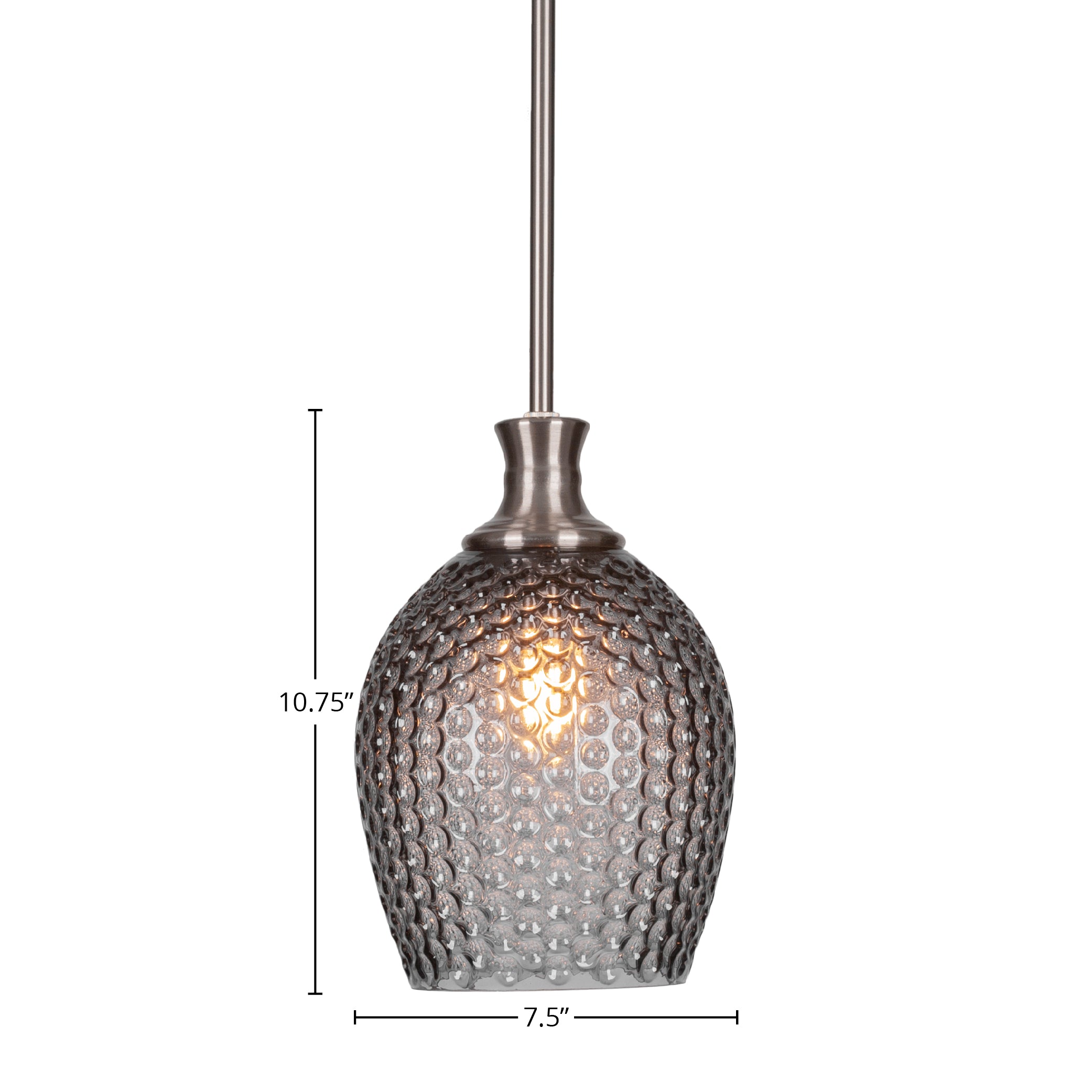 Zola One Light Pendant in Brushed Nickel with 7.5" Smoke Textured Shade