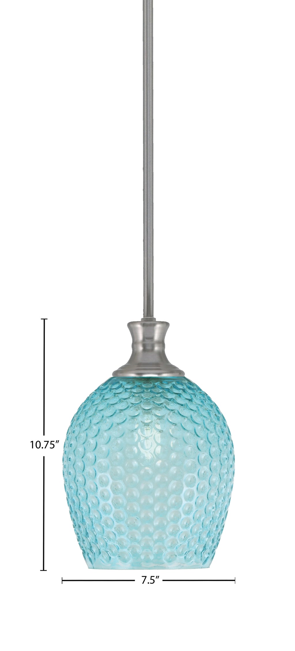 Zola One Light Pendant in Brushed Nickel with 7.5" Turquoise Textured Shade