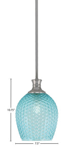 Zola One Light Pendant in Brushed Nickel with 7.5" Turquoise Textured Shade