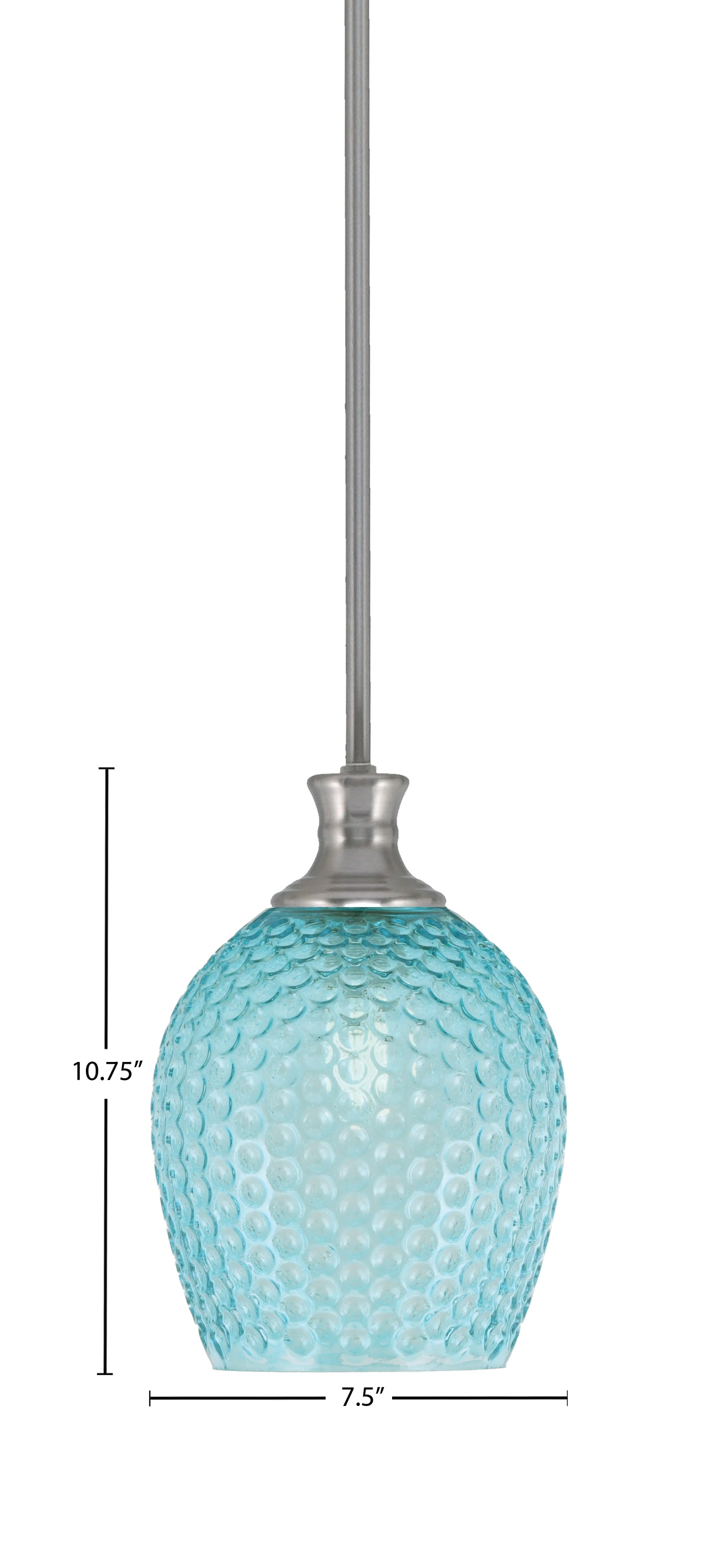 Zola One Light Pendant in Brushed Nickel with 7.5" Turquoise Textured Shade