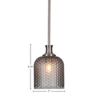 Zola One Light Pendant in Brushed Nickel with 7" Smoke Textured Shade