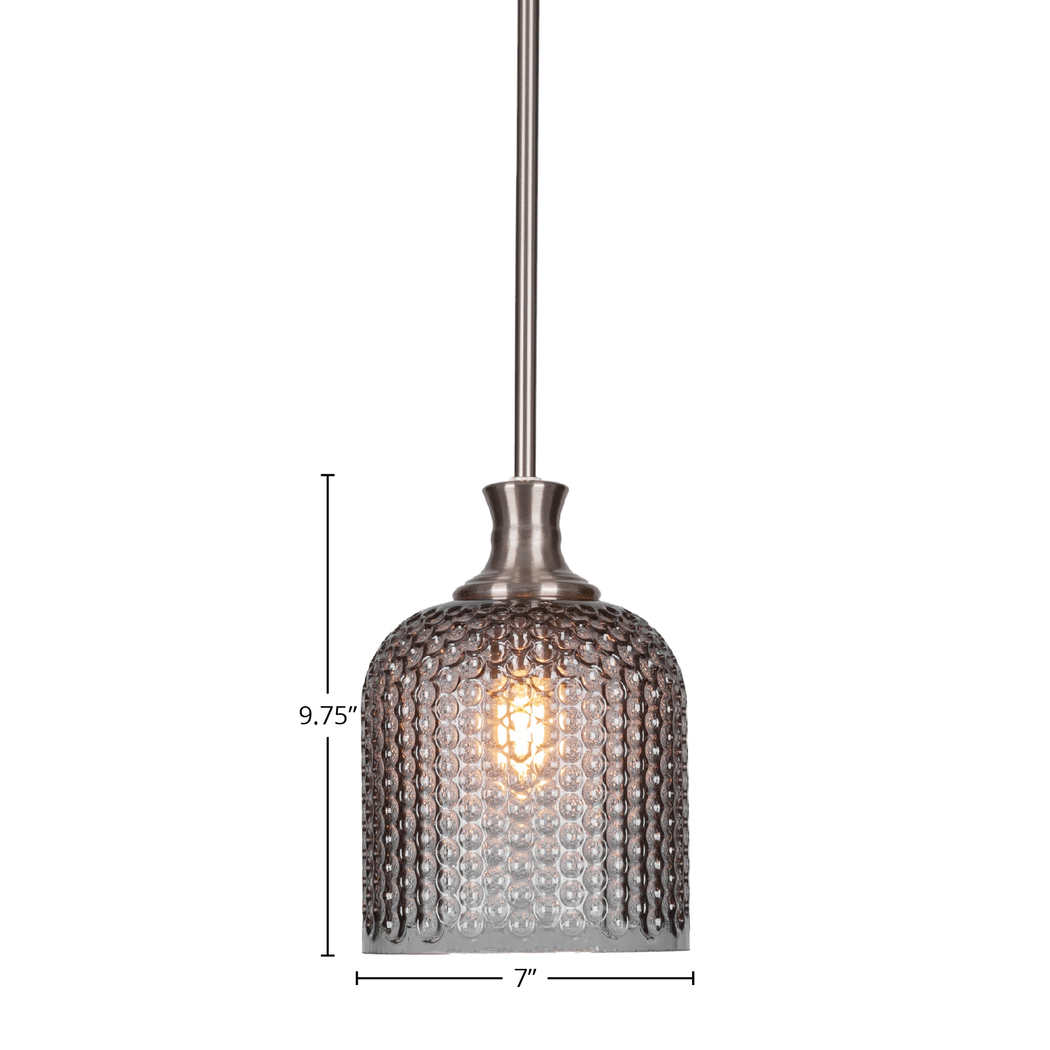 Zola One Light Pendant in Brushed Nickel with 7" Smoke Textured Shade