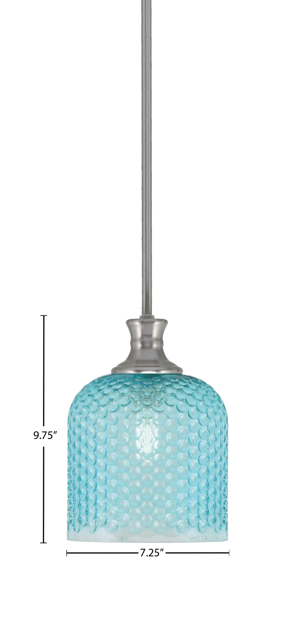 Zola One Light Pendant in Brushed Nickel with 7" Turquoise Textured Shade