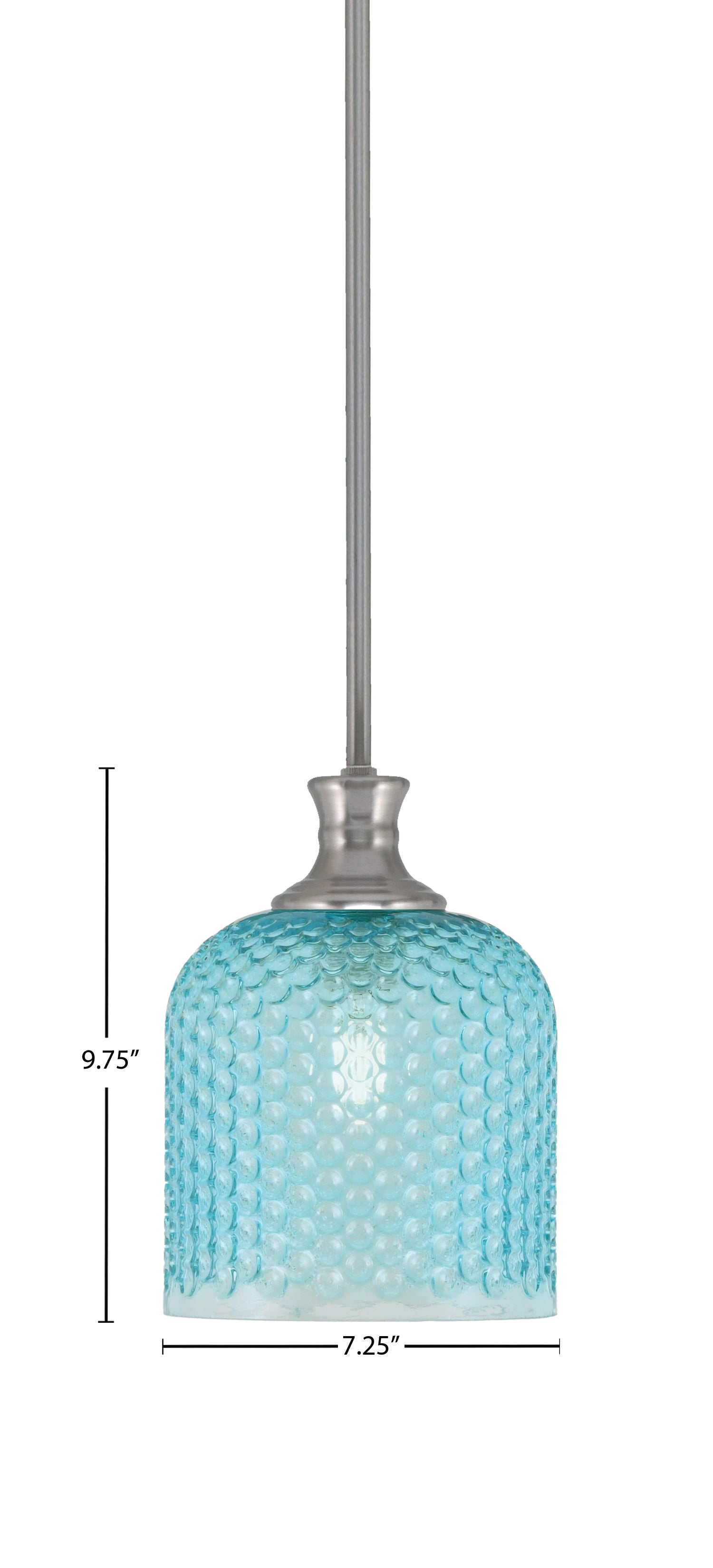 Zola One Light Pendant in Brushed Nickel with 7" Turquoise Textured Shade