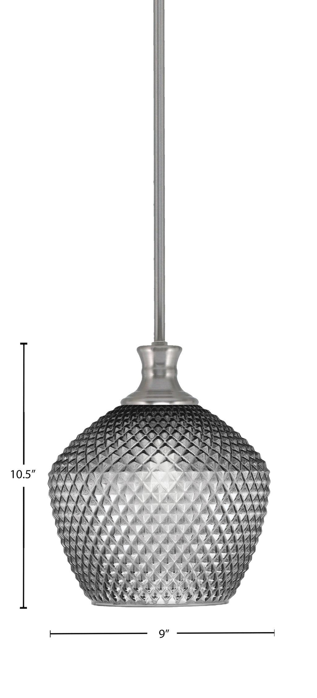 Zola One Light Pendant in Brushed Nickel with 9" Smoke Textured Shade