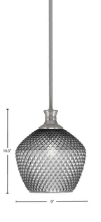 Zola One Light Pendant in Brushed Nickel with 9" Smoke Textured Shade