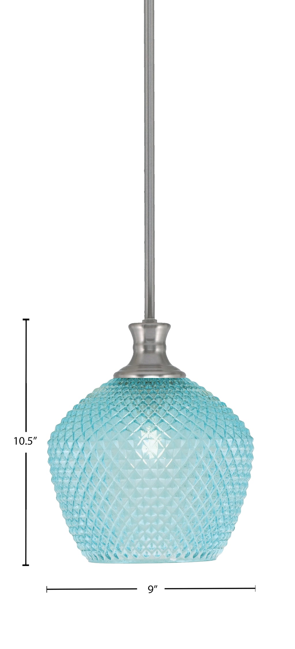 Zola One Light Pendant in Brushed Nickel with 9" Turquoise Textured Shade