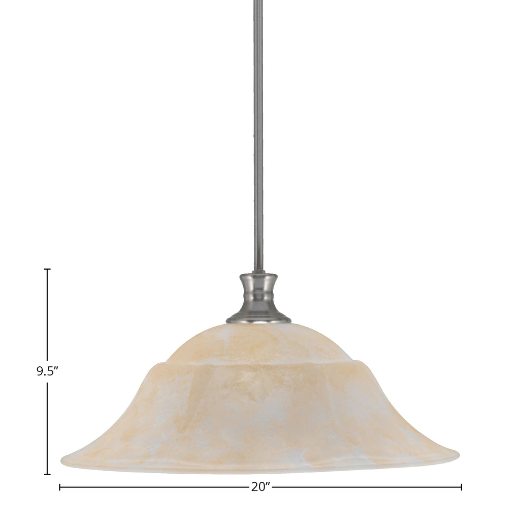 Stem One Light Pendant in Brushed Nickel with 20" Amber Marble Shade
