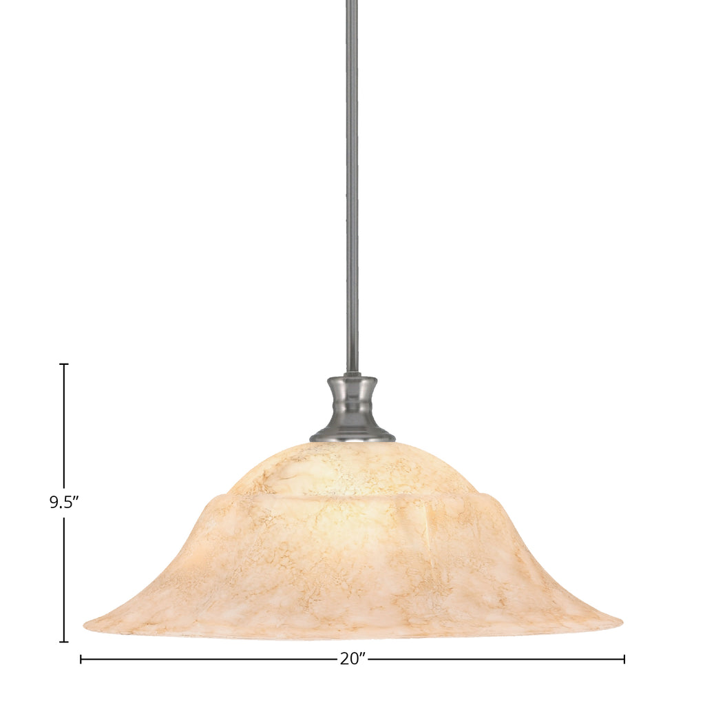 Stem One Light Pendant in Brushed Nickel with 20" Italian Marble Shade