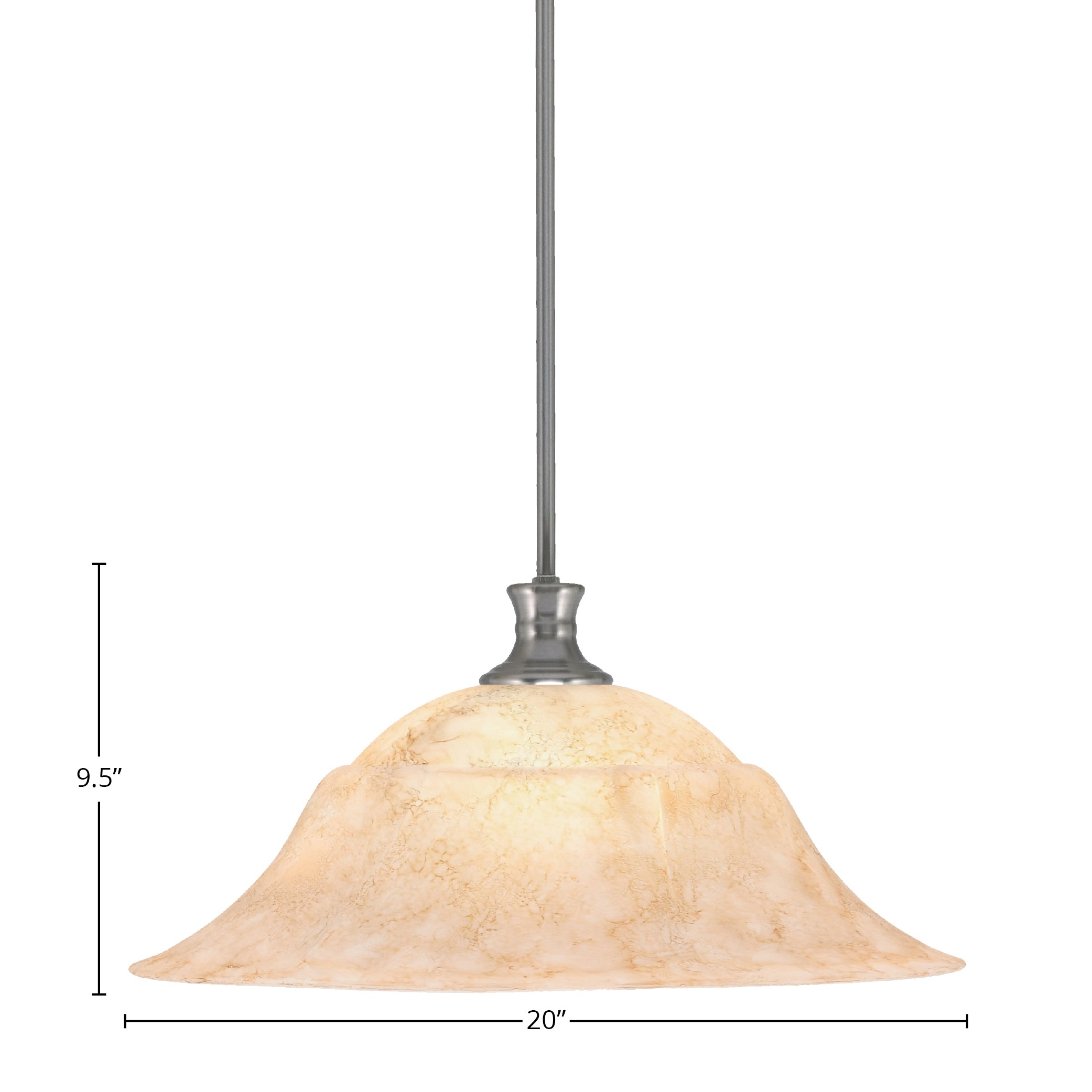 Stem One Light Pendant in Brushed Nickel with 20" Italian Marble Shade