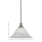 Stem One Light Pendant in Brushed Nickel with 14" White Alabaster Swirl Shade