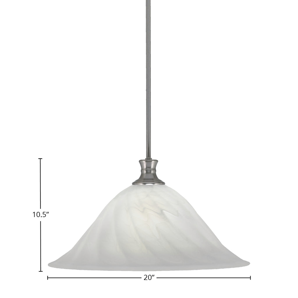Stem One Light Pendant in Brushed Nickel with 20" White Alabaster Swirl Shade