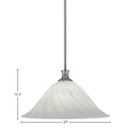 Stem One Light Pendant in Brushed Nickel with 20" White Alabaster Swirl Shade