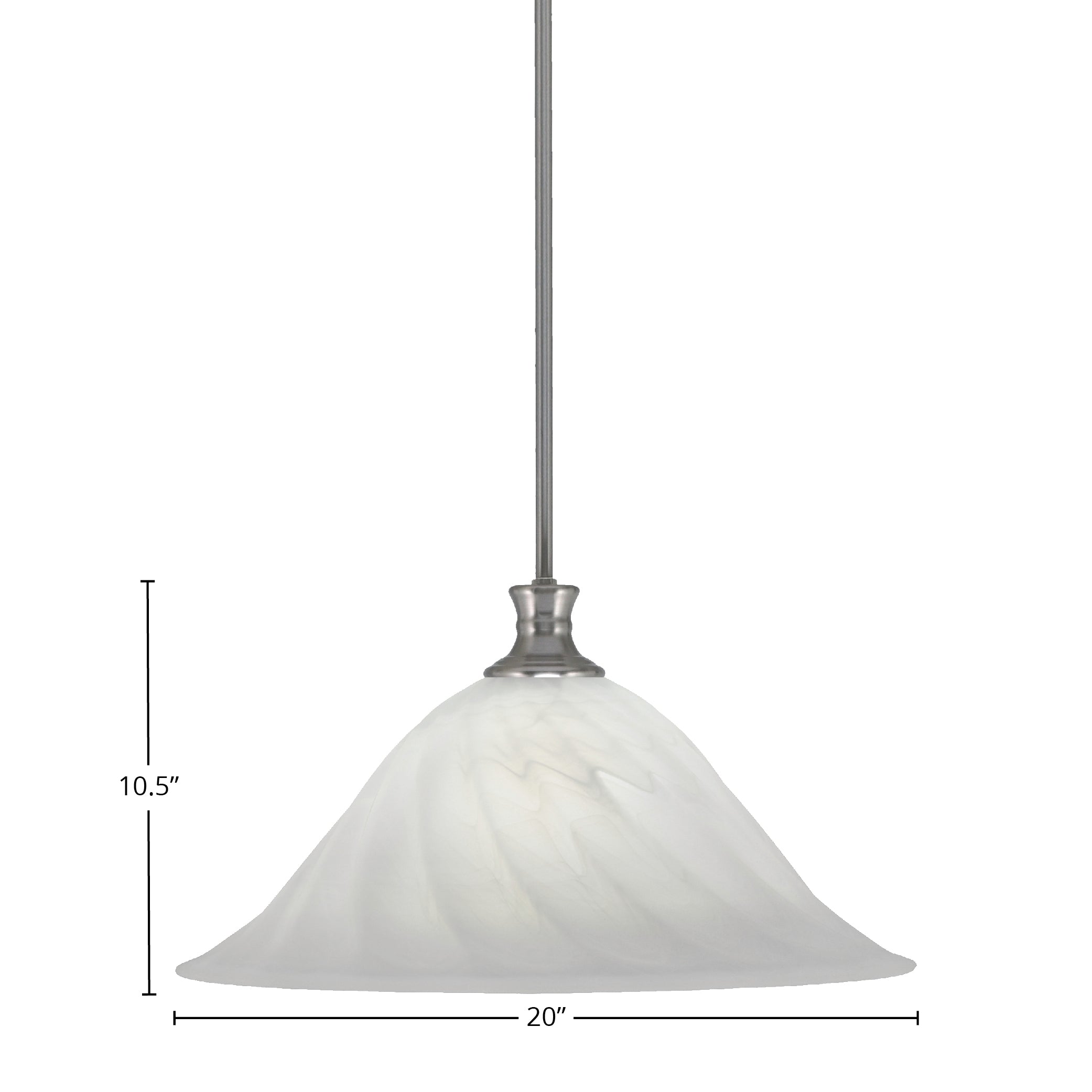 Stem One Light Pendant in Brushed Nickel with 20" White Alabaster Swirl Shade