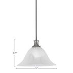 Stem One Light Pendant in Brushed Nickel with 14" White Alabaster Swirl Shade