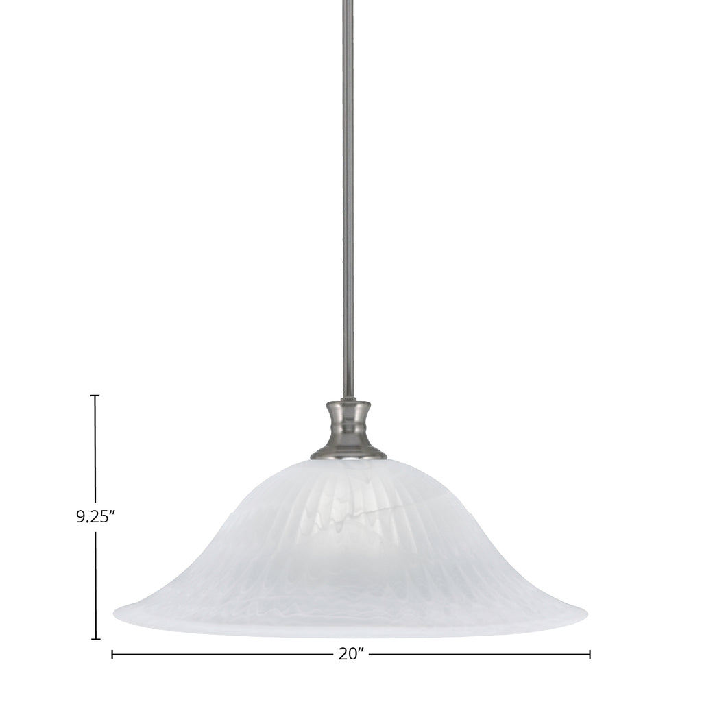 Stem One Light Pendant in Brushed Nickel with 20" White Alabaster Swirl Shade