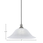 Stem One Light Pendant in Brushed Nickel with 20" White Alabaster Swirl Shade