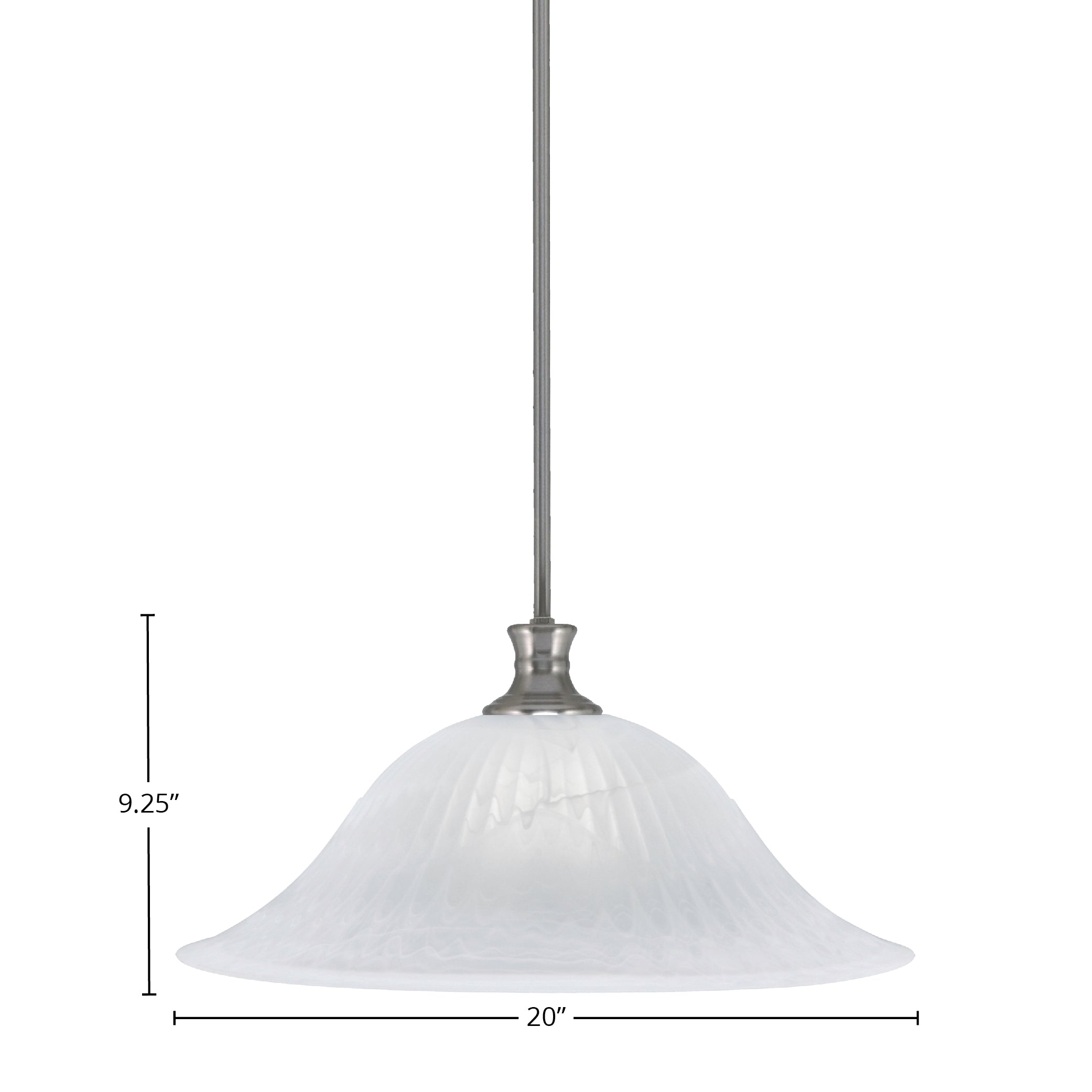 Stem One Light Pendant in Brushed Nickel with 20" White Alabaster Swirl Shade