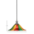 Stem One Light Pendant in Brushed Nickel with 14" Mardi Gras Shade