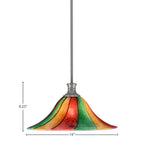 Stem One Light Pendant in Brushed Nickel with 16" Mardi Gras Shade
