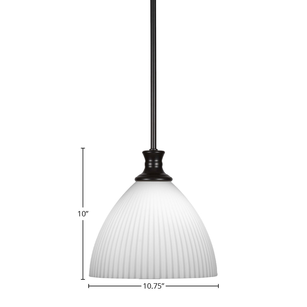 Carina One Light Pendant in Matte Black with 10.75" Opal Frosted Shade