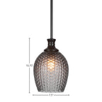 Zola One Light Pendant in Matte Black with 7.5" Smoke Textured Shade