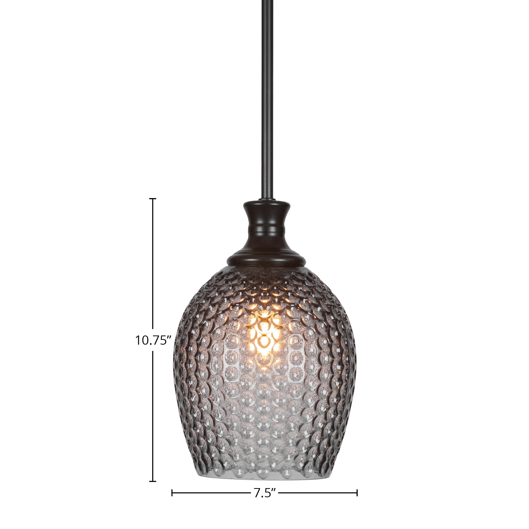 Zola One Light Pendant in Matte Black with 7.5" Smoke Textured Shade