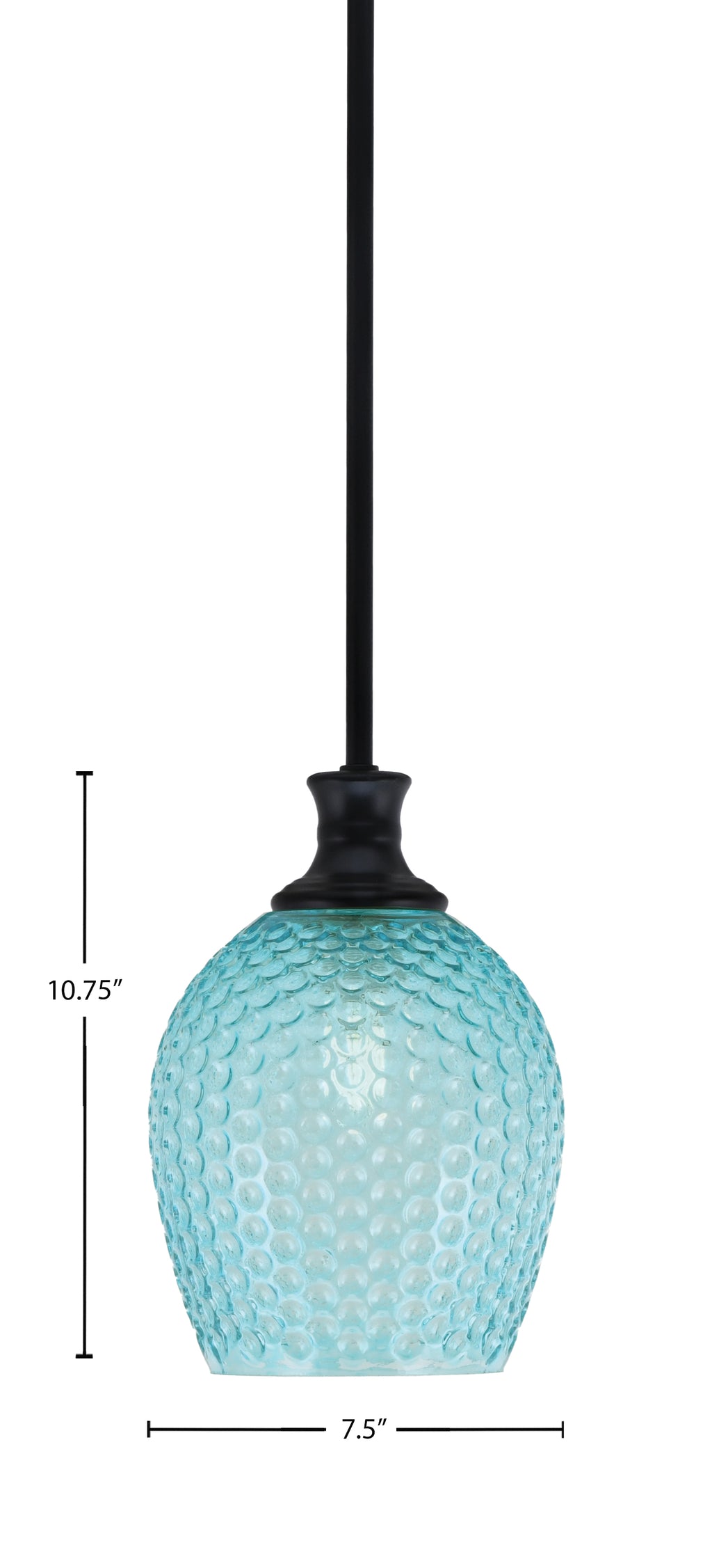 Zola One Light Pendant in Matte Black with 7.5" Turquoise Textured Shade