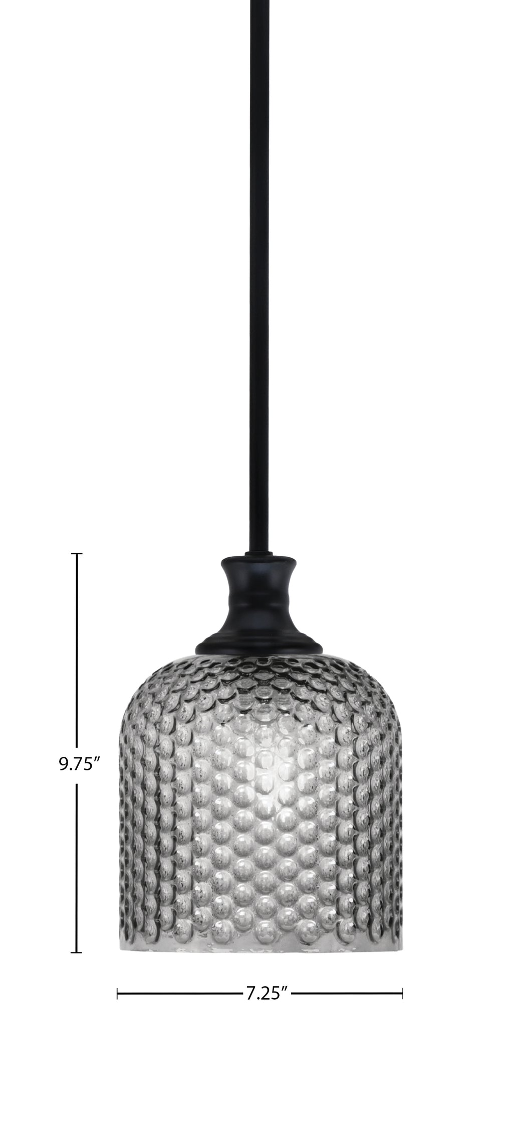 Zola One Light Pendant in Matte Black with 7" Smoke Textured Shade