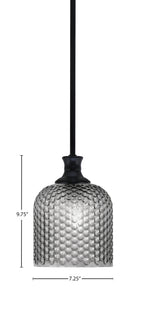 Zola One Light Pendant in Matte Black with 7" Smoke Textured Shade