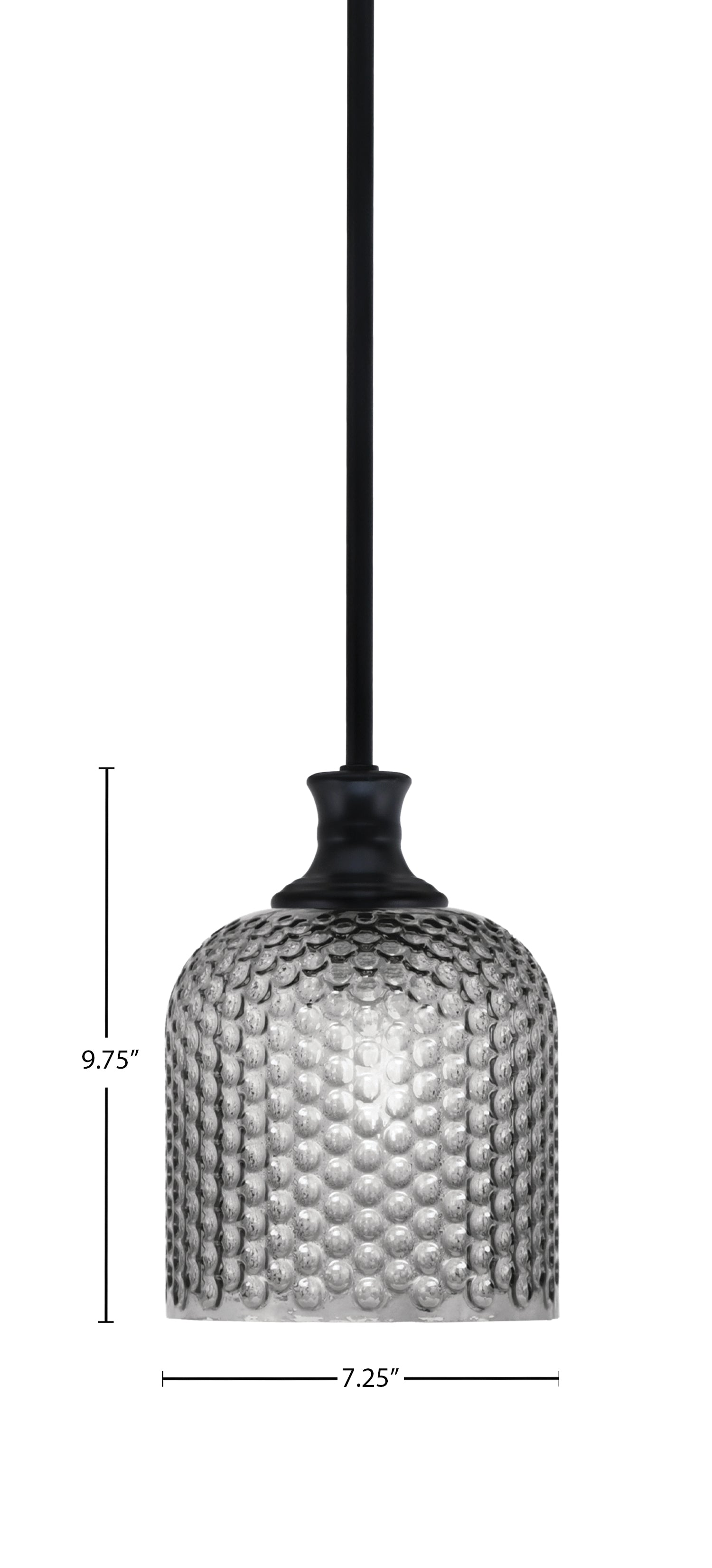 Zola One Light Pendant in Matte Black with 7" Smoke Textured Shade
