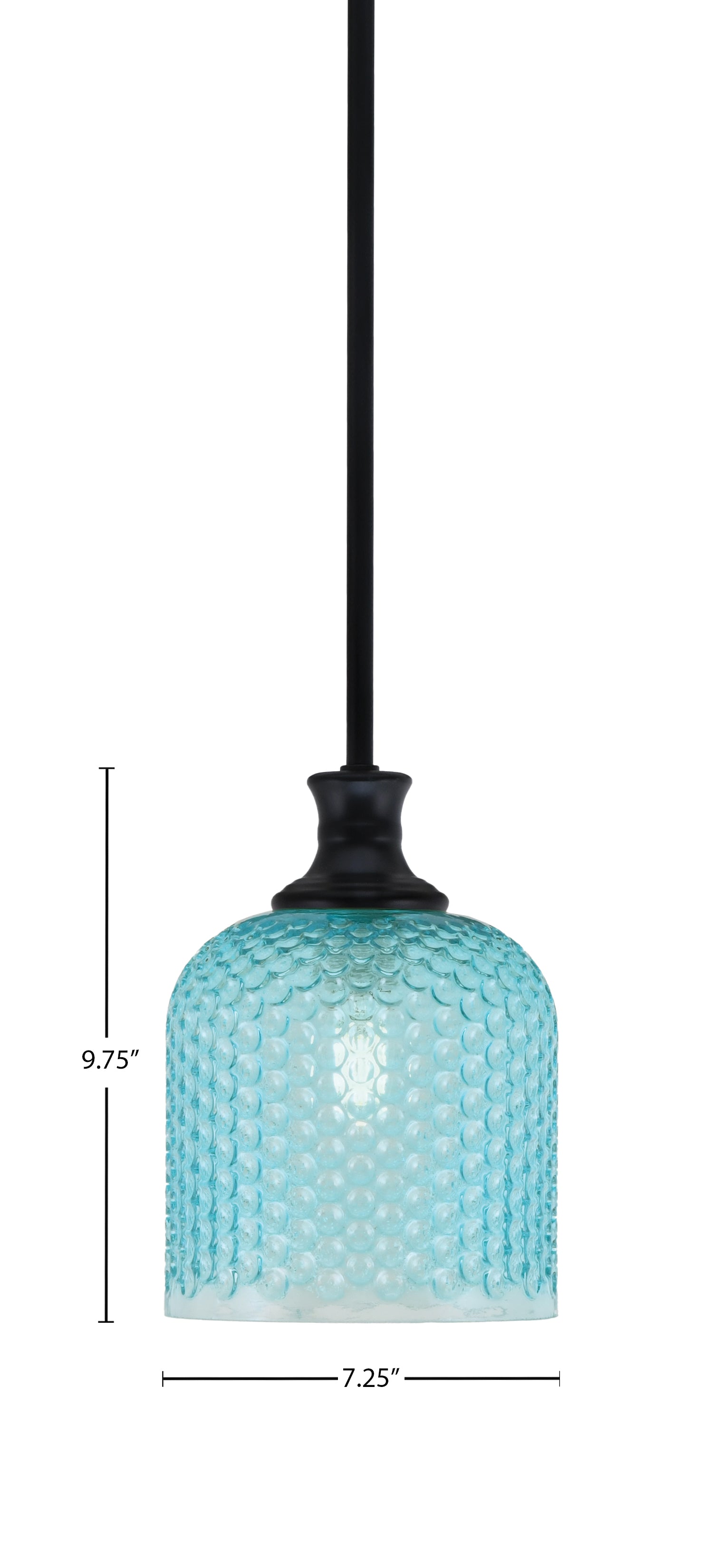 Zola One Light Pendant in Matte Black with 7" Turquoise Textured Shade