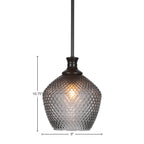 Zola One Light Pendant in Matte Black with 9" Smoke Textured Shade