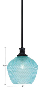 Zola One Light Pendant in Matte Black with 9" Turquoise Textured Shade
