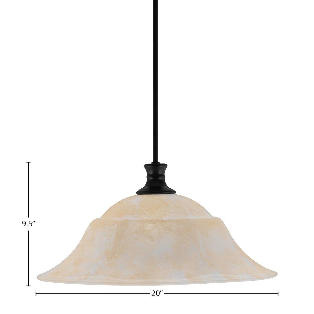 Stem One Light Pendant in Matte Black with 20" Amber Marble Shade