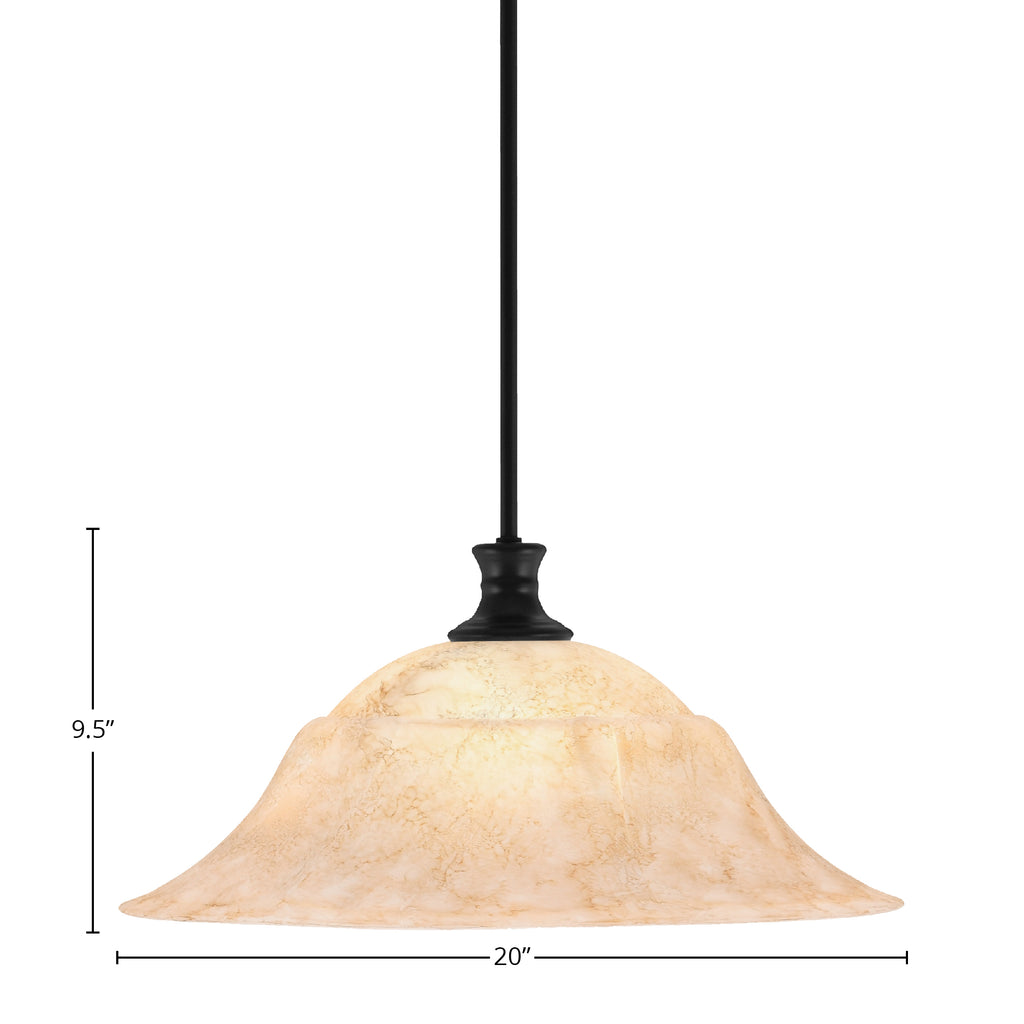 Stem One Light Pendant in Matte Black with 20" Italian Marble Shade