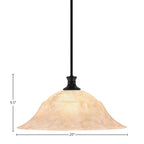 Stem One Light Pendant in Matte Black with 20" Italian Marble Shade
