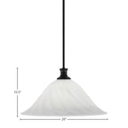 Stem One Light Pendant in Matte Black with 20" White Alabaster Swirl Shade