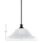 Stem One Light Pendant in Matte Black with 20" White Alabaster Swirl Shade